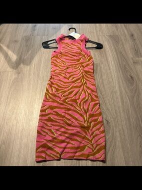 Forever 21 Pink and Brown Zebra-Print Midi Dress